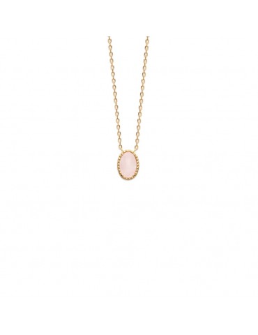 Collier Plaqué Or Quartz Rose