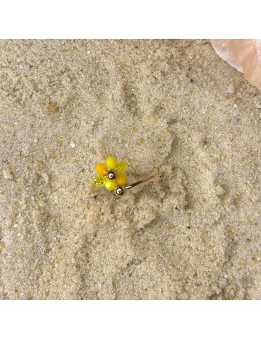 Bague Acier Doré Fleur Jaune